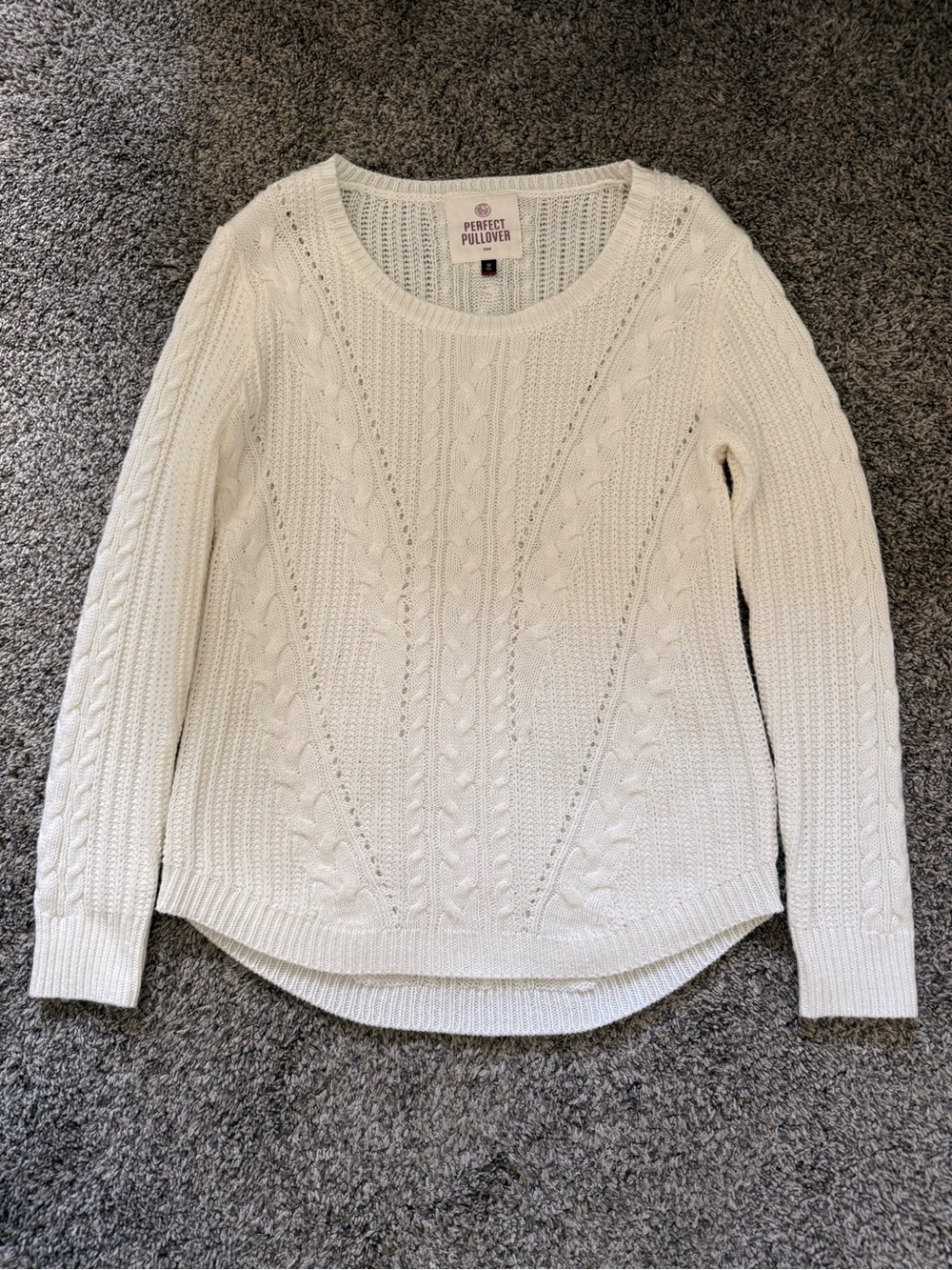 Cream Cable Scoop-Neck Sweater